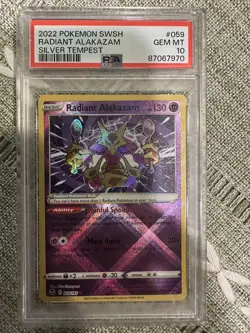 Pokemon 2022 Radiant Alakazam 059/195 Silver Tempest Radiant Rare Graded PSA 10 - Image 1