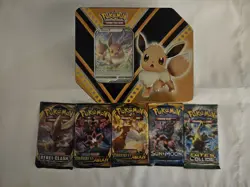 Pokemon Eevee V Powers Tin NEW Sun And Moon Base + XY Fates Collide Booster Pack - Image 3