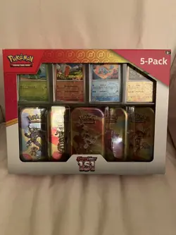 💥 Pokemon Scarlet & Violet - 151 (5-Pack) Mini Tins w/ 4 Promos Costco Bundle💥 - Image 1