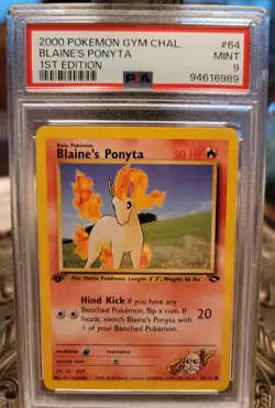 Blaine's Ponyta - 1st Edition - 64/132 Gym Challenge -WOTC- Pokemon TCG - PSA 9 - Image 1