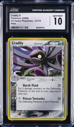 2006 POKEMON EX HOLON PHANTOMS HOLO #2 CRADILY CGC 10 GEM MINT - Image 1