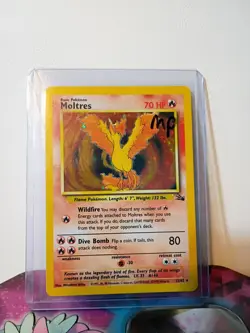 Pokemon TCG Moltres Fossil Holo Rare Card #12/62 Unlimited Moderately Played - Image 1