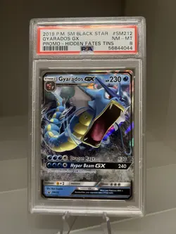 2019 Pokemon Gyarados GX SM212 Promo Card Hidden Fates Tins PSA 8 - Image 1