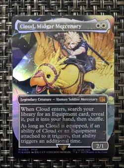 MTG Final Fantasy Cloud, Midgar Mercenary Borderless Chocobo Track Foil - Image 1