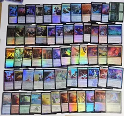 MTG FOIL LOT 155 UNCOMMON - 52 FULL ART LANDS - 12 TOKENS - ALL FOIL - MIX SETS - Image 1