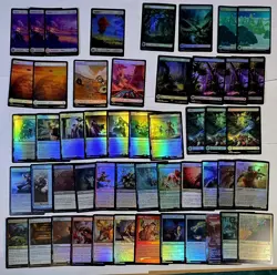 MTG FOIL LOT 155 UNCOMMON - 52 FULL ART LANDS - 12 TOKENS - ALL FOIL - MIX SETS - Image 3