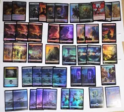 MTG FOIL LOT 155 UNCOMMON - 52 FULL ART LANDS - 12 TOKENS - ALL FOIL - MIX SETS - Image 4