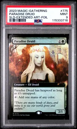 MTG Paradise Druid Extended Art FOIL Secret Lair Drop (SLD) Rare #775 PSA 9 Mint - Image 1