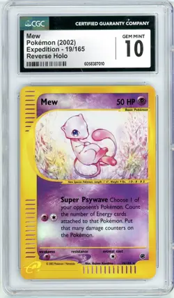 Pokemon Mew #19 Expedition Reverse Holo CGC 10 Gem Mint - Image 1