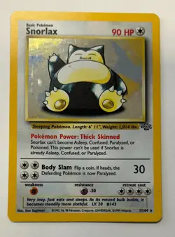 Pokemon TCG SNORLAX HOLO Jungle 11/64 Unlimited LP Rare Pokemon - Image 1