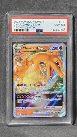 2023 Pokemon Sword & Shield Crown Zenith Charizard VSTAR #019/159 PSA 10 - Image 1