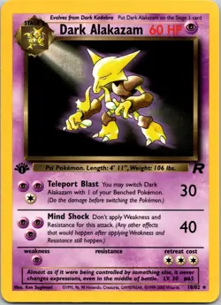 Dark Alakazam 1st Edition No. 18 Non Holo Pokemon Team Rocket NM-LP - Image 1