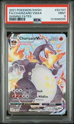 2021 Pokemon Sword & Shield Full Art Charizard Vmax Shining Fates #SV107 PSA 9 - Image 1