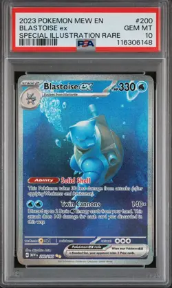Pokemon Blastoise ex 200/165 Mew-EN 151 Special Illustration GEM MINT PSA 10 - Image 1