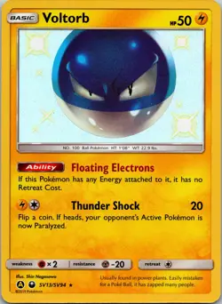 Voltorb SV13/SV94 Shiny Holo Rare Hidden Fates: Shiny Vault NM Pokemon TCG - Image 1