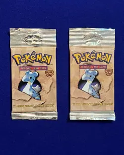 Fossil Unlimited Booster Pack Lapras Long Stem Sealed X2 1999 Pokemon - Image 1