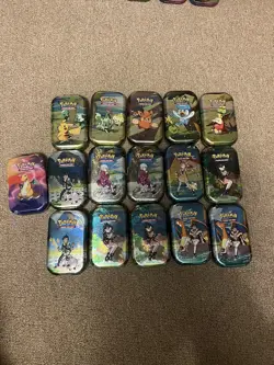 Pokemon Crown Zenith Mini Tins with sticker - EMPTY - Lot of (16) - Image 1