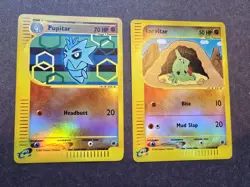 Pokemon Expedition Pupitar, Larvitar. Reverse Holo. 90/165 116/165 NM - Image 1