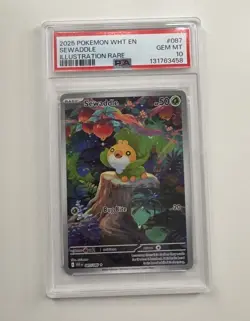 2025 POKEMON WHITE FLARE EN SEWADDLE ILLUSTRATION RARE PSA 10 GEM - Image 1