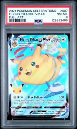 2021 Pokemon Celebrations FLYING PIKACHU VMAX #7 Full Art -PSA 8 Near Mint/Mint - Image 4