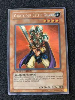 Yu-Gi-Oh! Obnoxious Celtic Guardian (CT1-EN006) Limited Secret Rare LP - Image 1