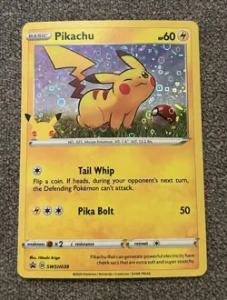 Pokemon TCG Pikachu SWSH039 Black Star Promo Cards Celebrations Holo 2020 NM - Image 1