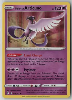 Galarian Articuno 63/203 Pokemon Holo Evolving Skies Rare Near Mint Card NM 1 - Image 1