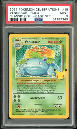 2021 Pokemon Classic Collection Celebrations 15/102 Venusaur Holo PSA 9 Mint - Image 1