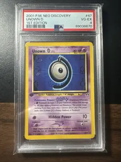 2001 Pokemon Neo Discovery PSA 4 UNOWN D Non Holo #47 - Image 1