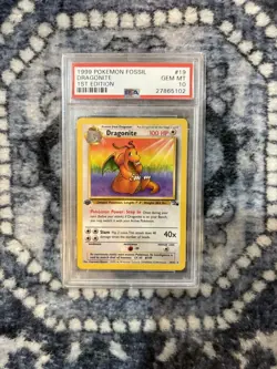 Pokemon Dragonite Fossil 1st Edition NON Holo Rare #19 PSA 10 Gem Mint - Image 1