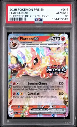 2025 Pokemon Prismatic Evolution Flareon EX Surprise Box Exclusive PSA 10 - Image 1