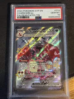 PSA 10 Gem Mint Pokemon SVP Charizard Ex #074 Paldean Fates Tin Promo - Image 1