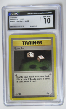 1999 Pokemon Fossil First Edition Trainer Gambler 60/62 CGC 10 - Image 1