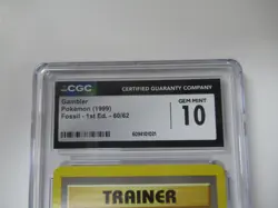 1999 Pokemon Fossil First Edition Trainer Gambler 60/62 CGC 10 - Image 2