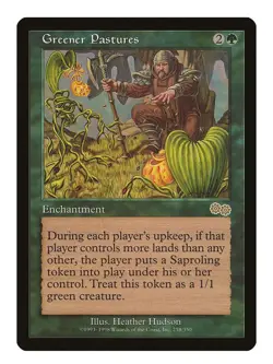 Greener Pastures MTG Urza's Saga Rare LP Lightly Played Single Card - Image 1