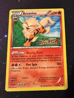 Arcanine 12/99 Black & White Next Destinies Stamped PreRelease Holo Pokemon Card - Image 3