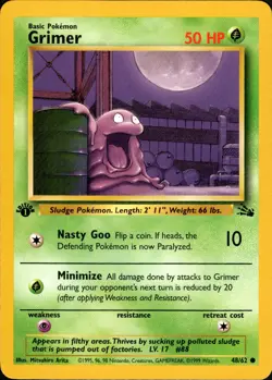 ?? Grimer 1st Edition Fossil 1999 Rare Non Holo Foil Pokemon Vintage # 48/62 - Image 1