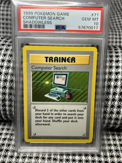 1999 Shadowless Pokemon Trainer COMPUTER SEARCH # 71 PSA 10 GEM MINT! - Image 1