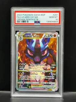 Lucario VSTAR 2023 Pokemon Black Star Promo Crown Zenith ETB #291 PSA 10 Gem! - Image 1