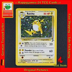 Raichu - Pokemon Karte TCG WOTC 16/130 Vintage Holo Base Set 2 /E43 - Image 1