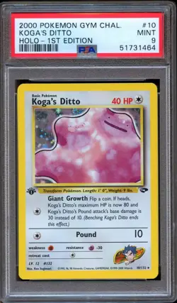 PSA 9 Pokemon Koga's Ditto Holo 1st Edition Gym Challenge 10/132 MINT - Image 1