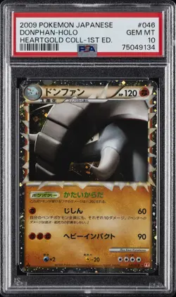 2009 POKEMON JPN HEARTGOLD COLL 1ST ED #046 DONPHAN-HOLO PSA 10 - Image 1