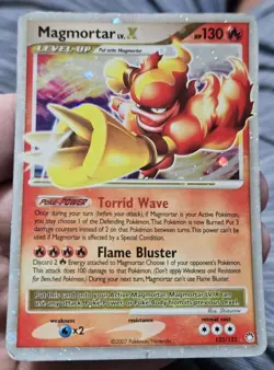 Magmortar Lv.X [HP] - Pokemon Card Game (#123/123 Mysterious Treasures) DAMAGED - Image 1
