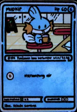 Pokemon Non Official Fanmerch Art Non TCG Mudkip Holo Mini Card Sticker - Image 1