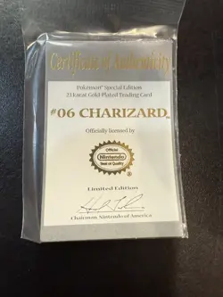 23K Gold Plated CHARIZARD Trading Card 1999 Burger King Pokemon #6 WITH BALL - Image 2