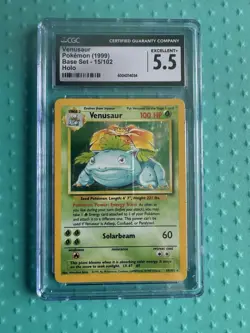 ?? Venusaur Base Set 15/102 Holo Unlimited Pokemon Card ?? TCG CGC 5.5 WOTC - Image 1