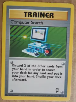 Computer Search 101/130 Rare Non-Holo Base 2 Set Pokemon Trainer Card NM - Image 1