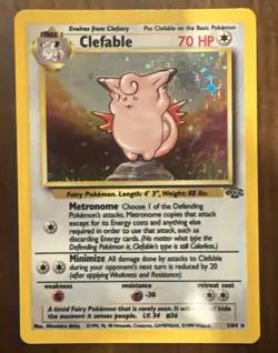 Pokemon TCG Clefable Holo Unlimited Rare Card Jungle Base Set 1/64 - Image 1