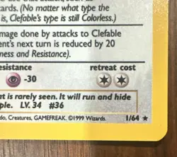 Pokemon TCG Clefable Holo Unlimited Rare Card Jungle Base Set 1/64 - Image 3
