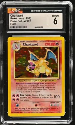 CGC 6 Charizard 1999 Base Set 4/102 Holo Pokemon Card - Image 1